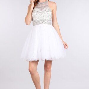WHITE Rhinestone Party Dress 1635